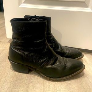 Black leather  men’s western side zip boots size 12 cowboy boots